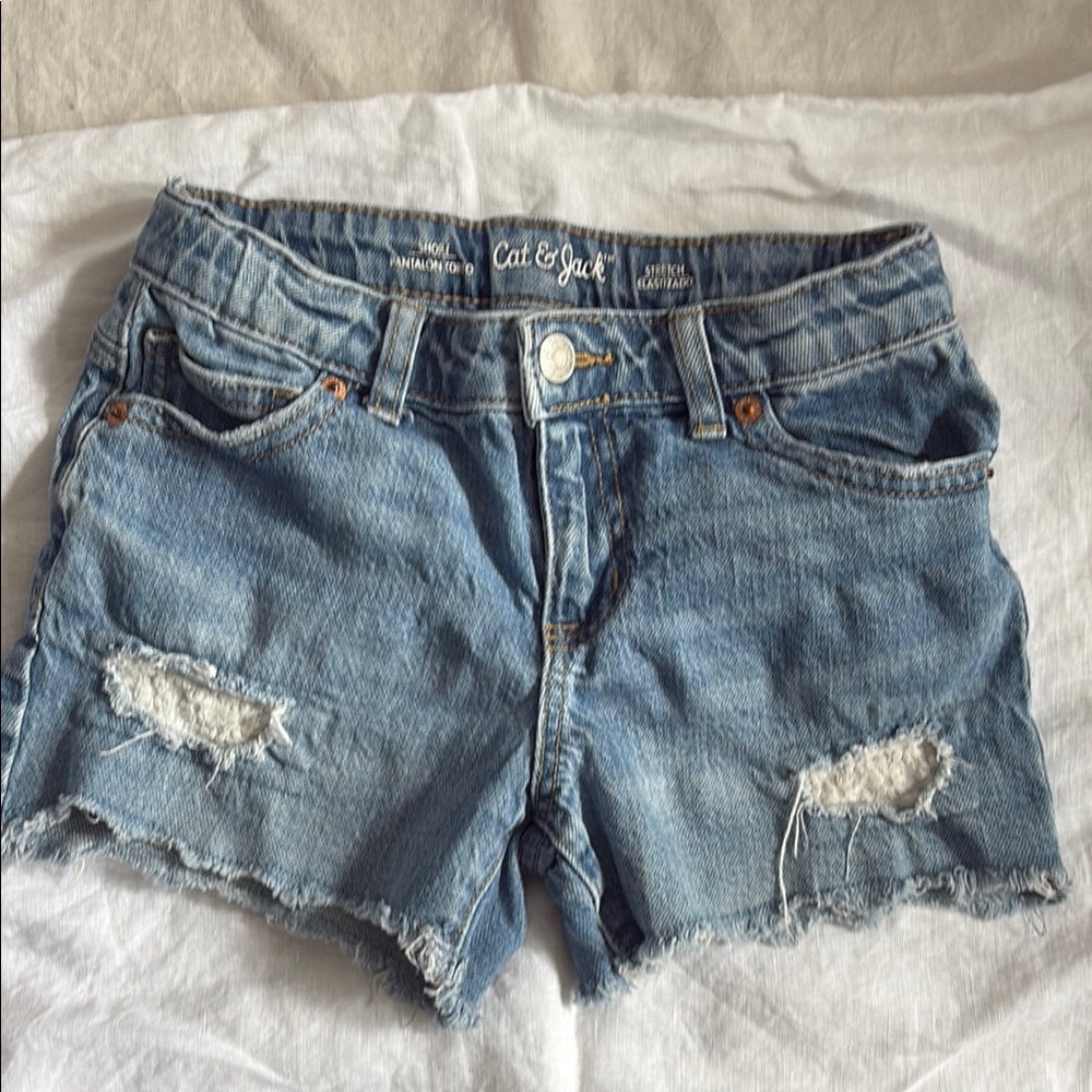 Cat & Jack Blue Lace Denim Cutoff Shorts